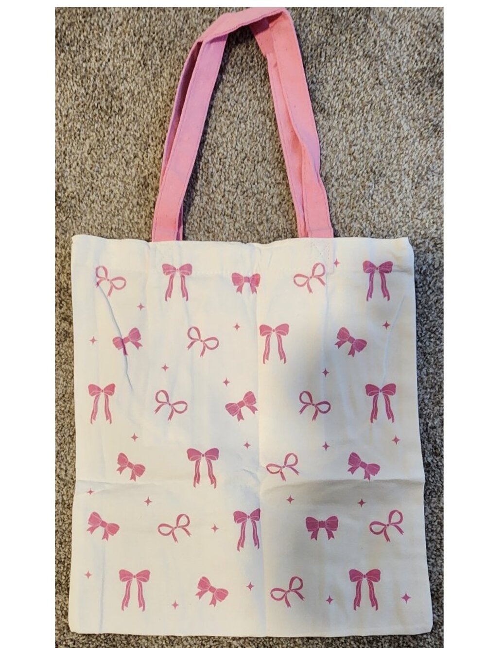 Pink Bows Canvas Bag with Pink Handles 13" x 15"